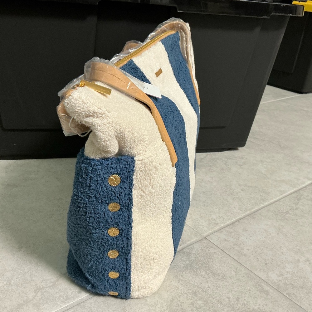 Hammitt Blue and Cream Striped Tote Bag